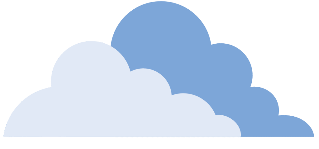 light blue cloud in front of a darker blue cloud and under both is Concerts in the Clouds text