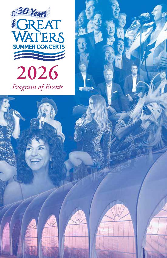 bluish images of performers from this year collaged together in a retro look